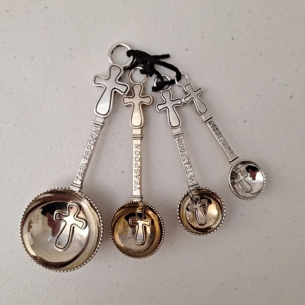 RARE Vintage MSC Religious Cross Measuring Spoons 4 Pc. Set Catholic